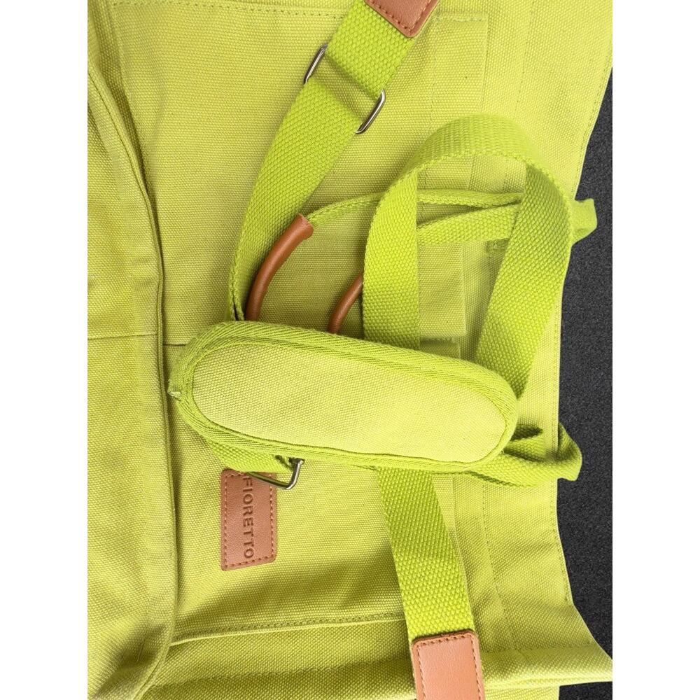 FIORETTO Green Tote Bag Zip Closure w/ Pockets Detachable Adjustable Strap - Picture 13 of 13